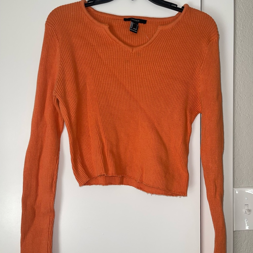 Forever 21 Vibrant Orange Knit Top